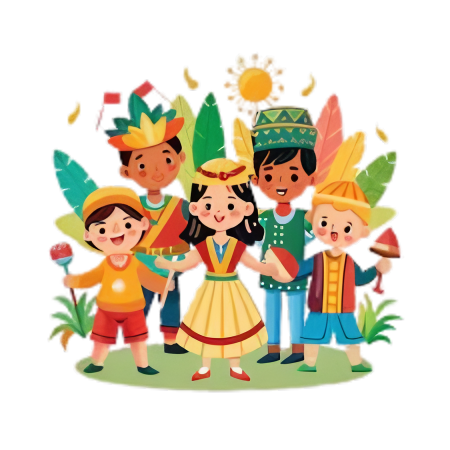 Kids in colorful traditional outfits celebrating cultural diversity