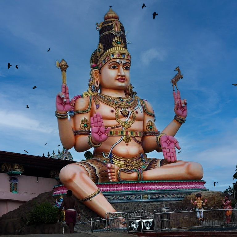 Lord Murugan statue in Sri Lanka – a giant Hindu god Murugan idol at a famous temple, a top pilgrimage site and tourist attraction in Sri Lanka
