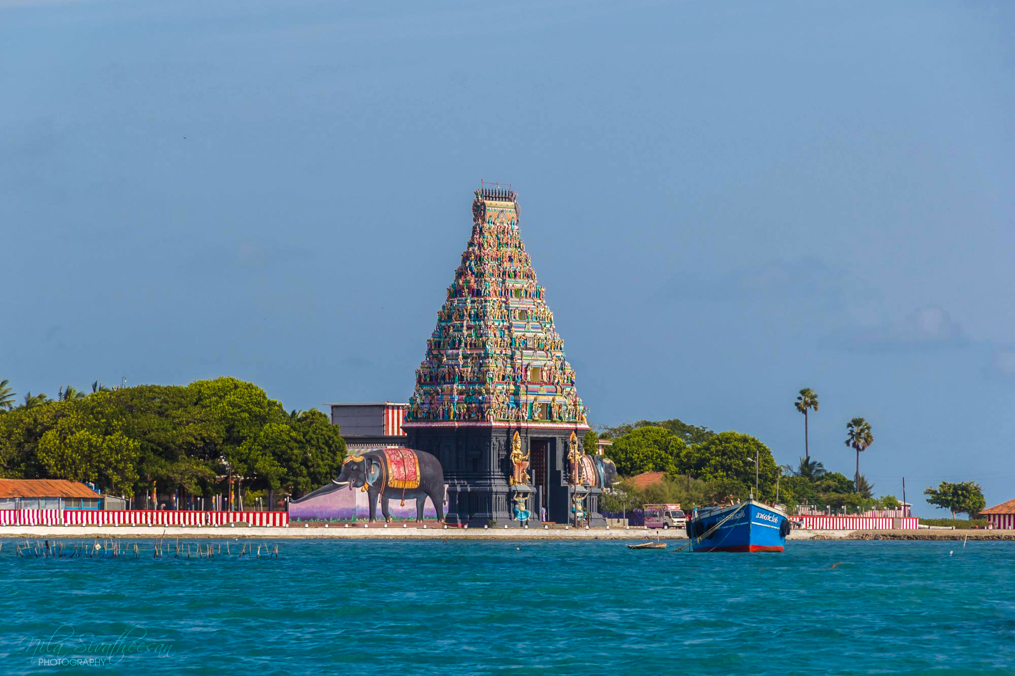 Nainativu Nagapooshani Amman Temple and Jetty aerial view Jaffna Sri Lanka – popular Hindu pilgrimage islandNainativu Nagapooshani Amman Temple and Jetty aerial view Jaffna Sri Lanka – popular Hindu pilgrimage island