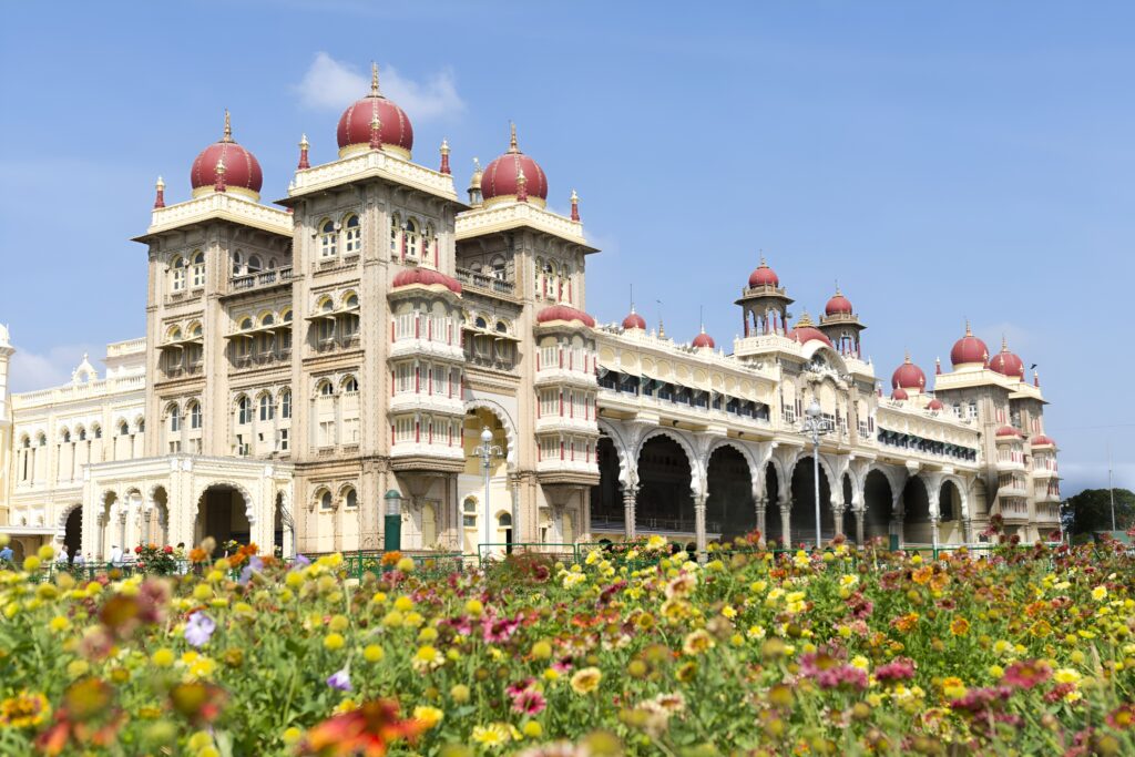 Karnataka tour package featuring Mysore Palace in Mysuru India, royal heritage architecture landmark and top tourist destination in Karnataka